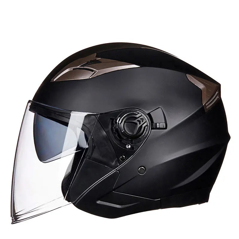 🪖 Motorcycle Half Face Helmet – Dual Lens Open Face (DOT Certified, All-Season)