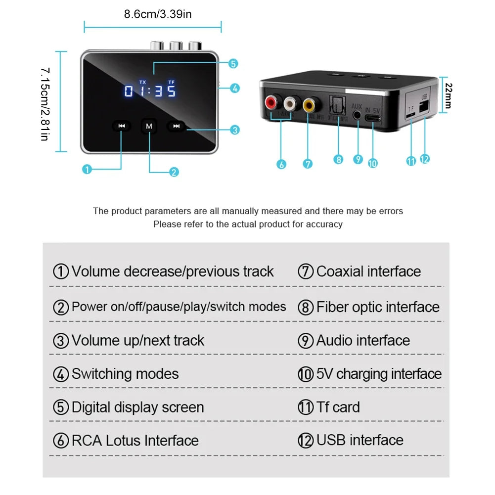 📡 Bluetooth 5.4 Audio Receiver & Transmitter – Wireless Adapter for TV, Car & Home Stereo