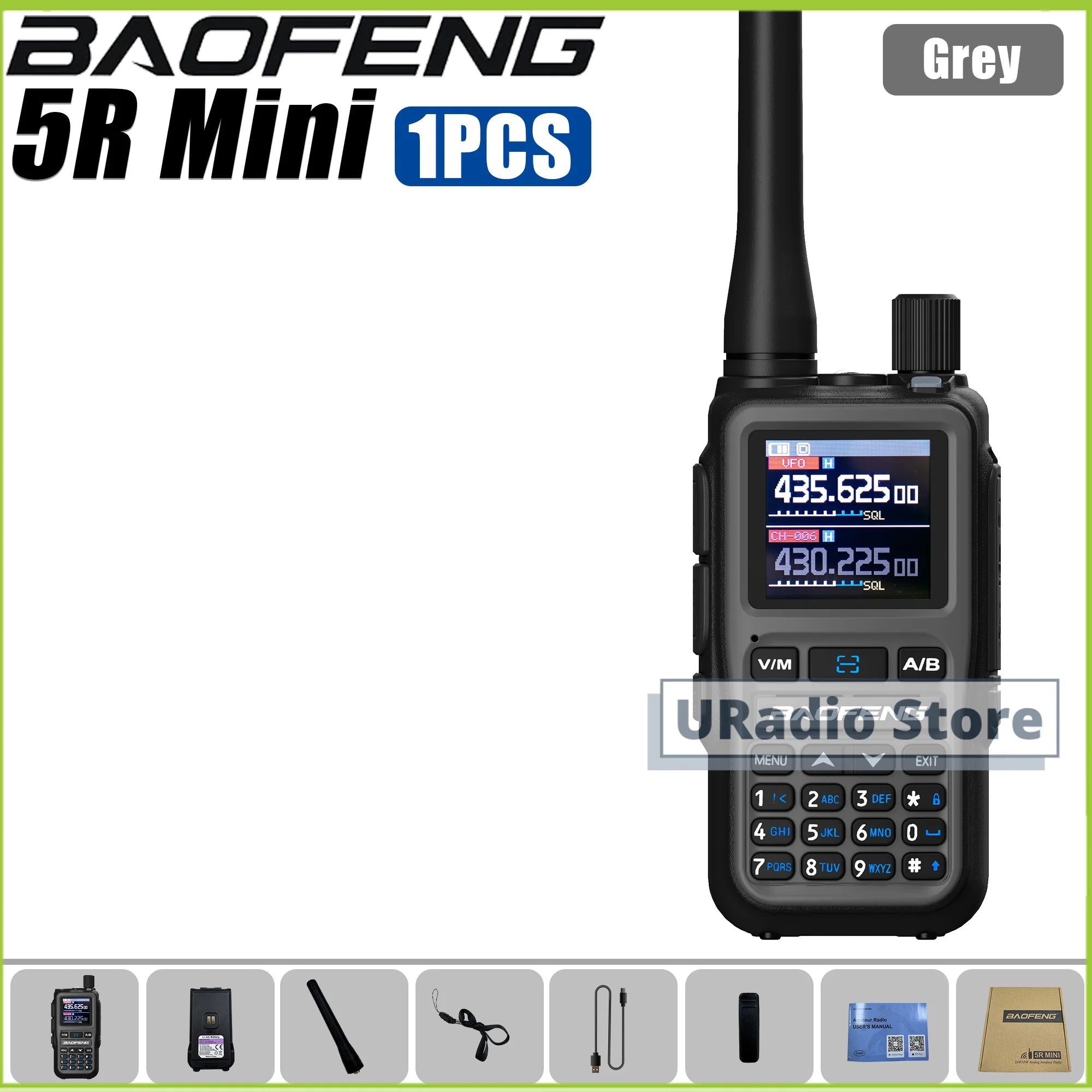 Baofeng UV-5R Mini Dual Band Walkie Talkie (USB-C, 999 Channels)