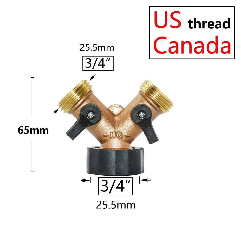 🚿 Solid Brass Garden Hose Splitter – 2-Way / 4-Way Water Control Valve