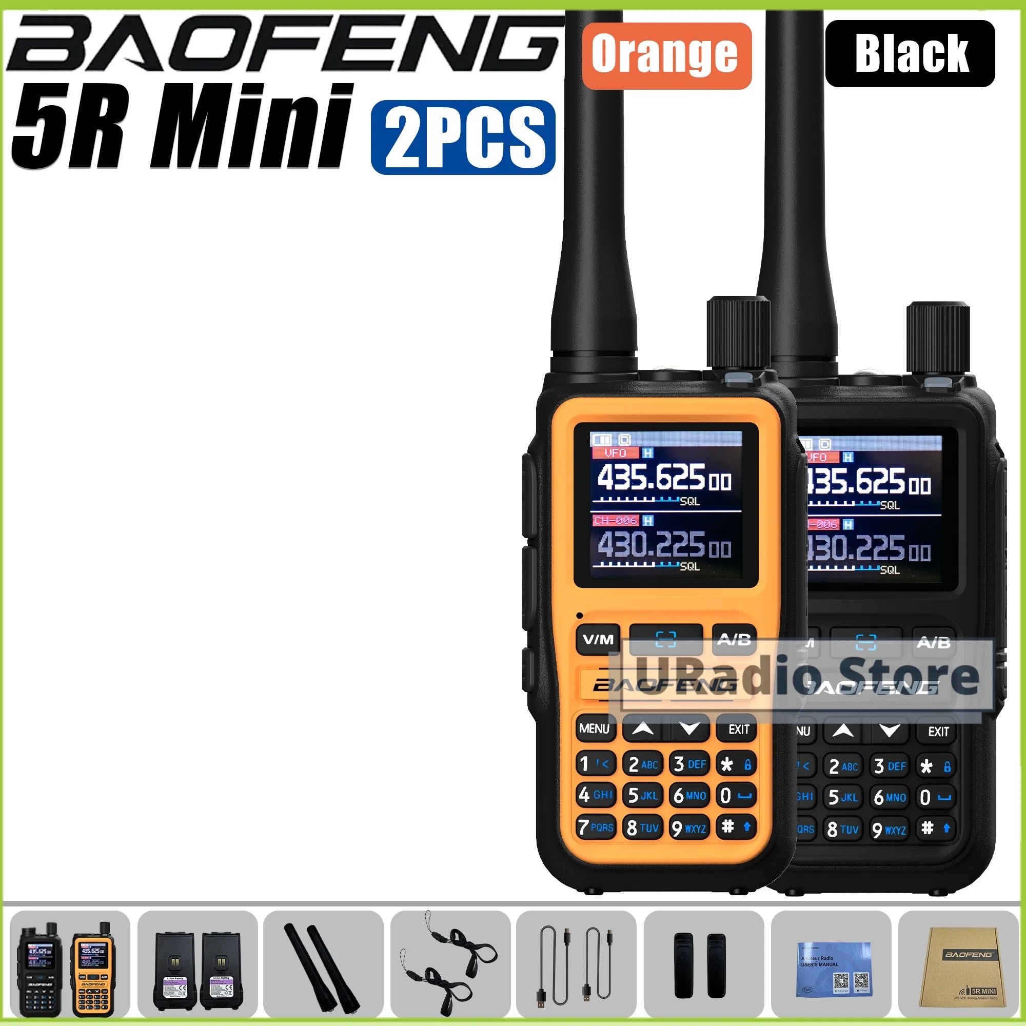 Baofeng UV-5R Mini Dual Band Walkie Talkie (USB-C, 999 Channels)