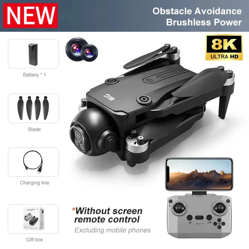 Drone 8K Aerial HD Dual-Camera Intelligent Obstacle Avoidance Brushless Power 5G WIFI Screen Remote Control GPS Drone Hot