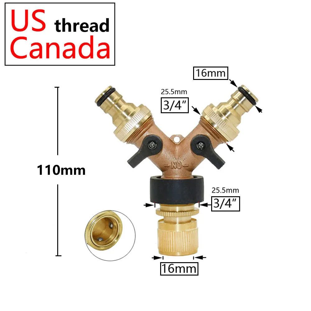 🚿 Solid Brass Garden Hose Splitter – 2-Way / 4-Way Water Control Valve