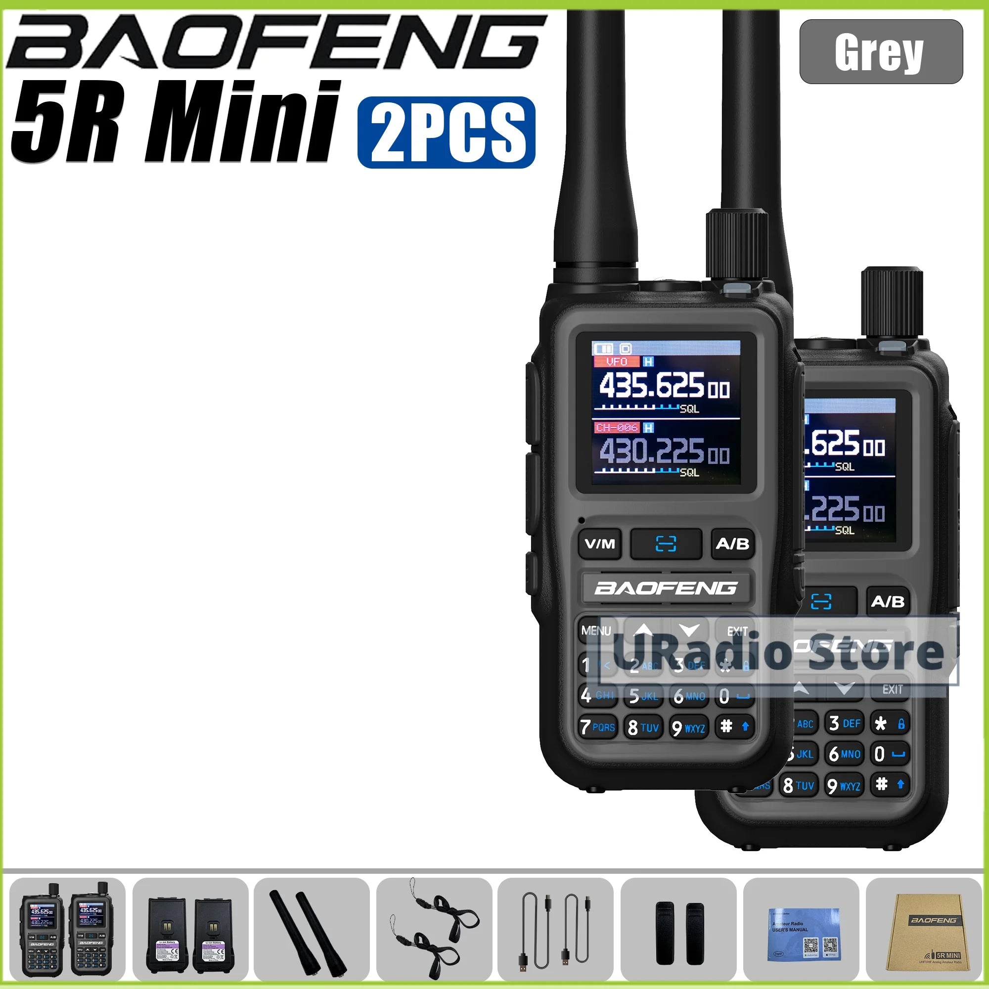 Baofeng UV-5R Mini Dual Band Walkie Talkie (USB-C, 999 Channels)