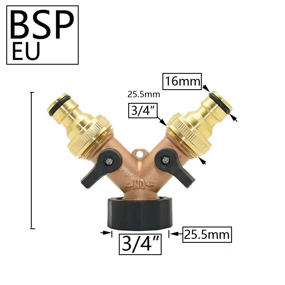 🚿 Solid Brass Garden Hose Splitter – 2-Way / 4-Way Water Control Valve