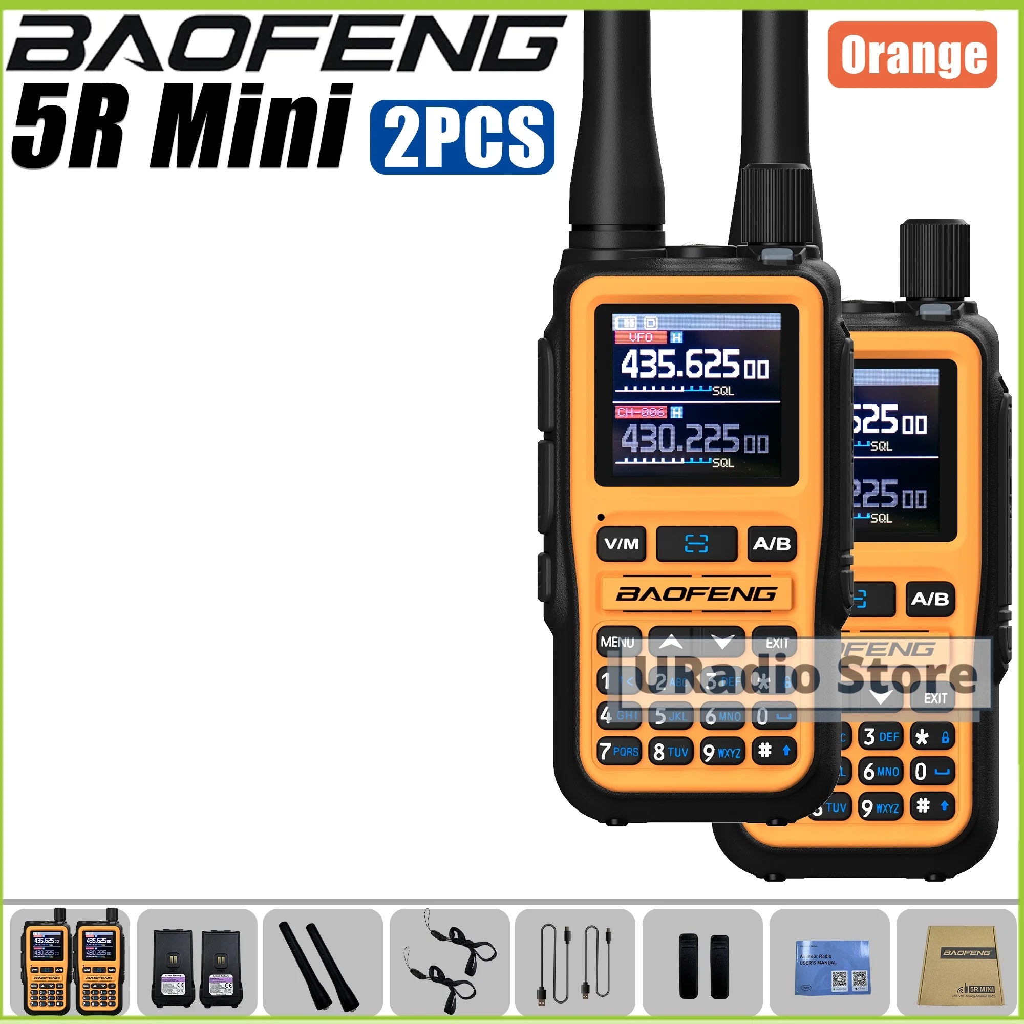 Baofeng UV-5R Mini Dual Band Walkie Talkie (USB-C, 999 Channels)