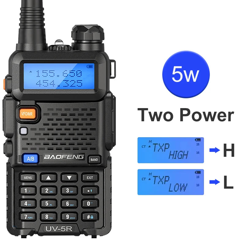 Baofeng UV-5R 5W Dual Band Handheld Walkie Talkie (Air Band Support)