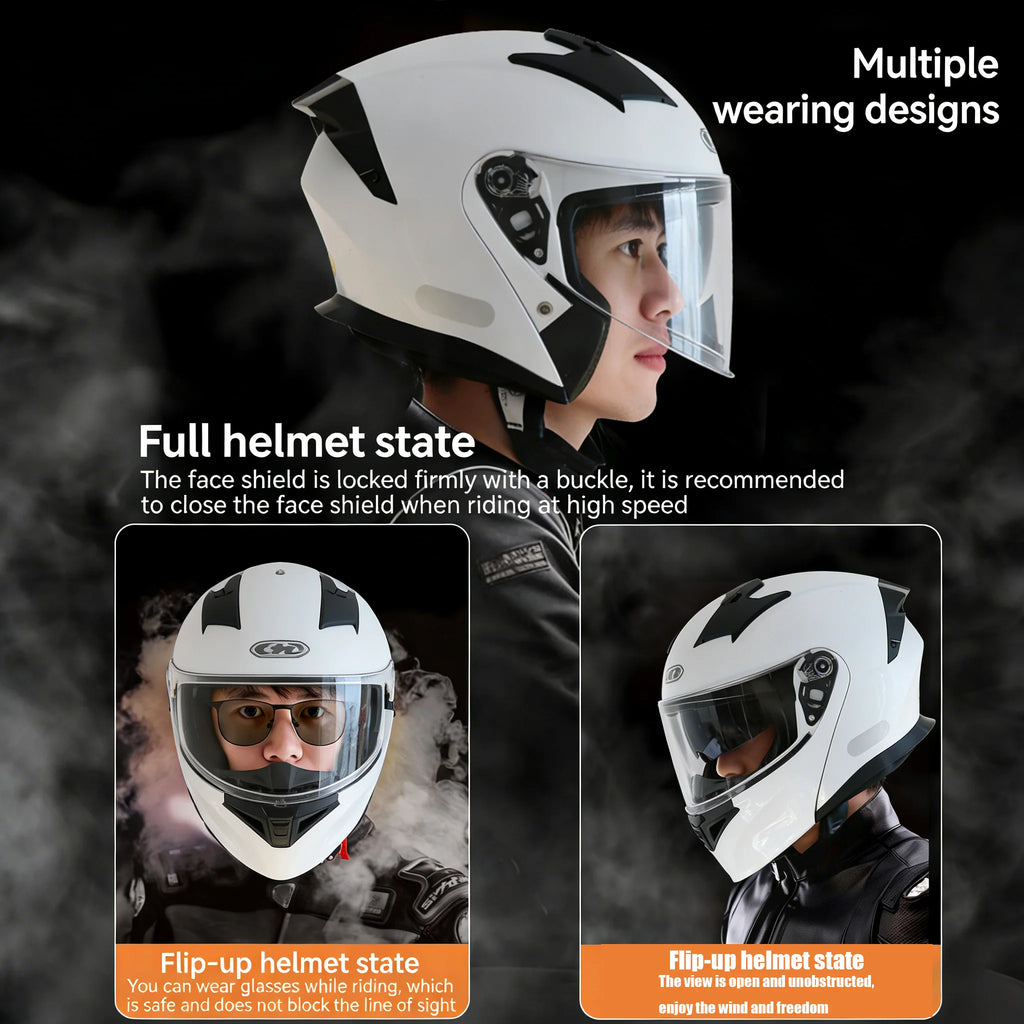 Modular Flip-Up Motorcycle Helmet – Full Face Convertible (Unisex, All-Season)