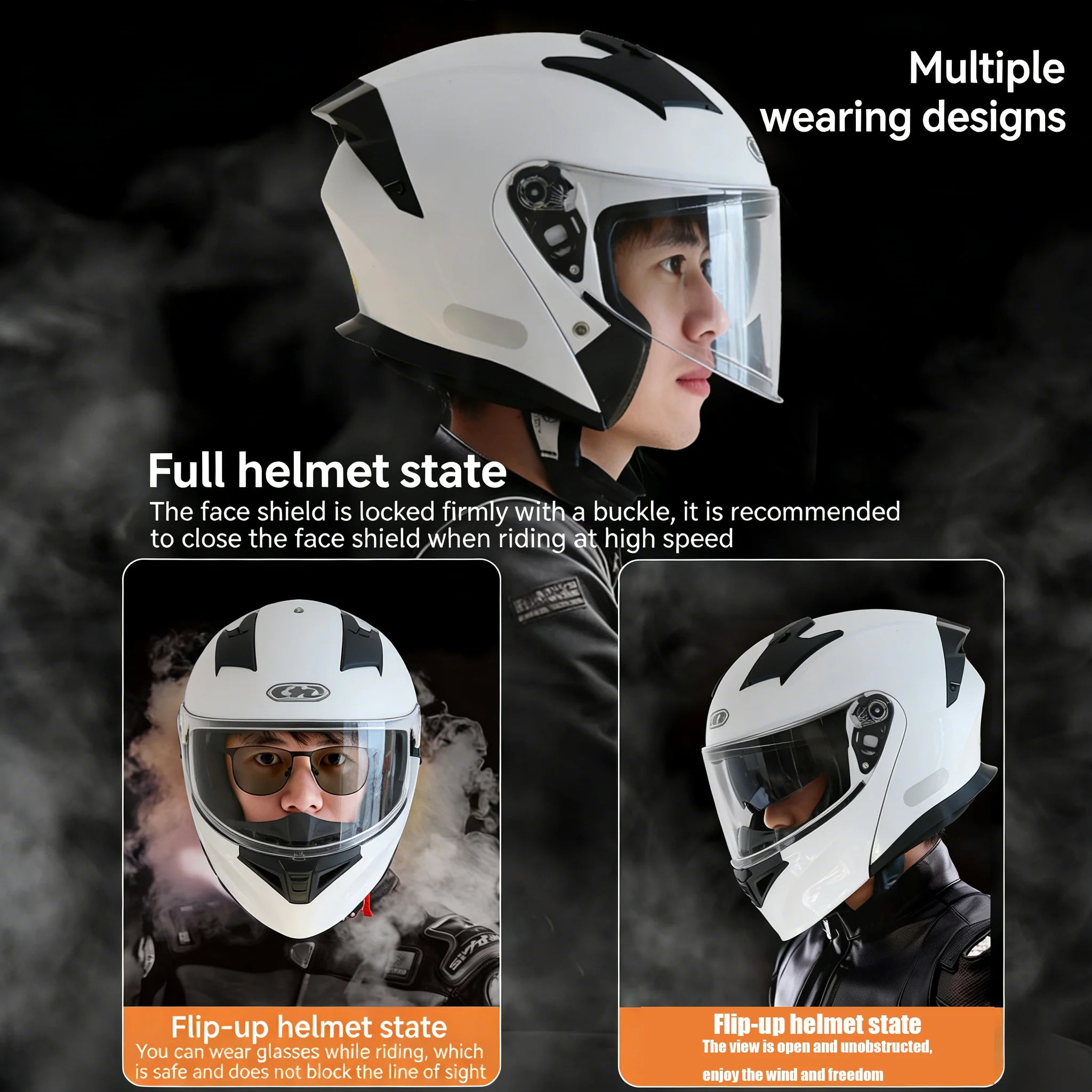 Modular Flip-Up Motorcycle Helmet – Full Face Convertible (Unisex, All-Season)
