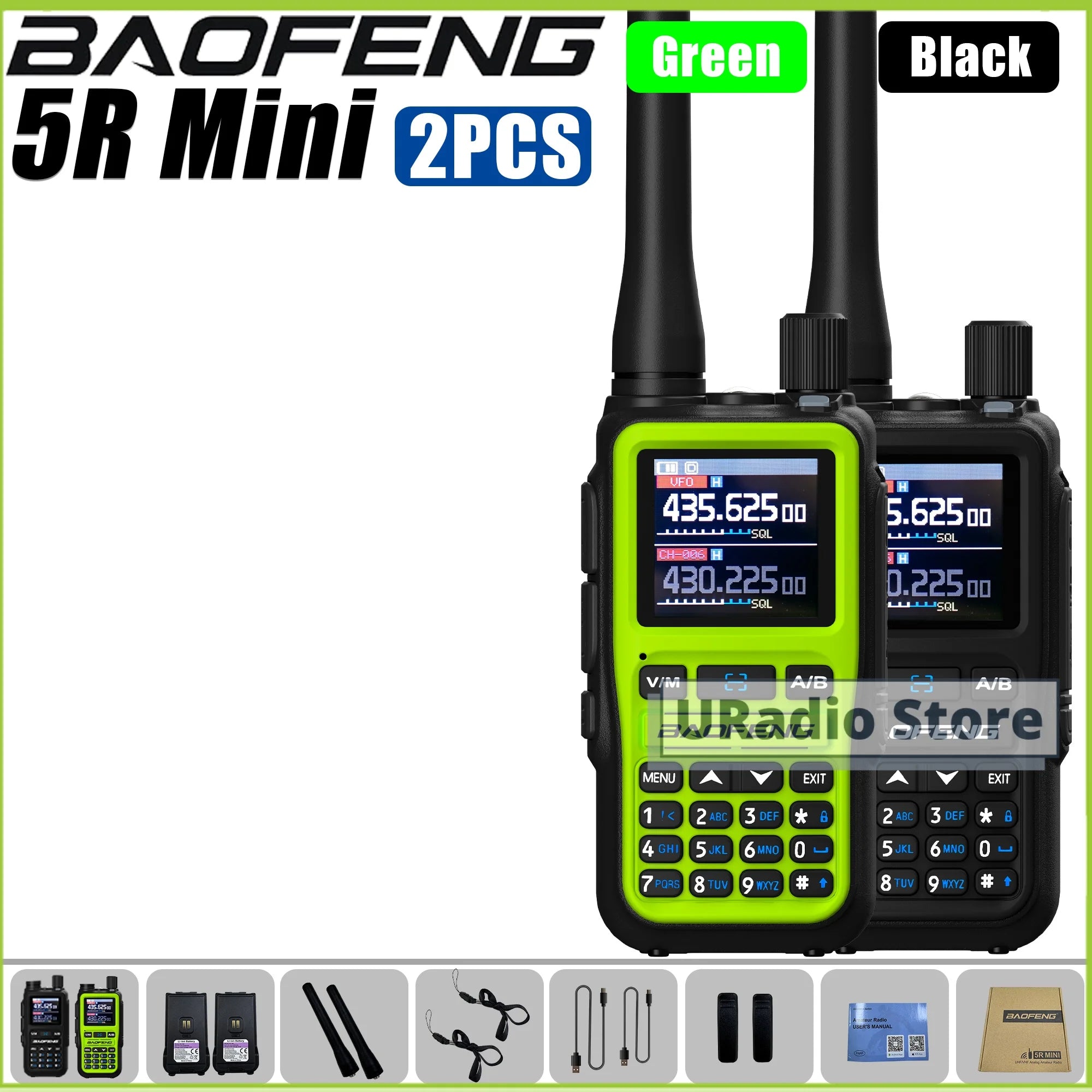 Baofeng UV-5R Mini Dual Band Walkie Talkie (USB-C, 999 Channels)