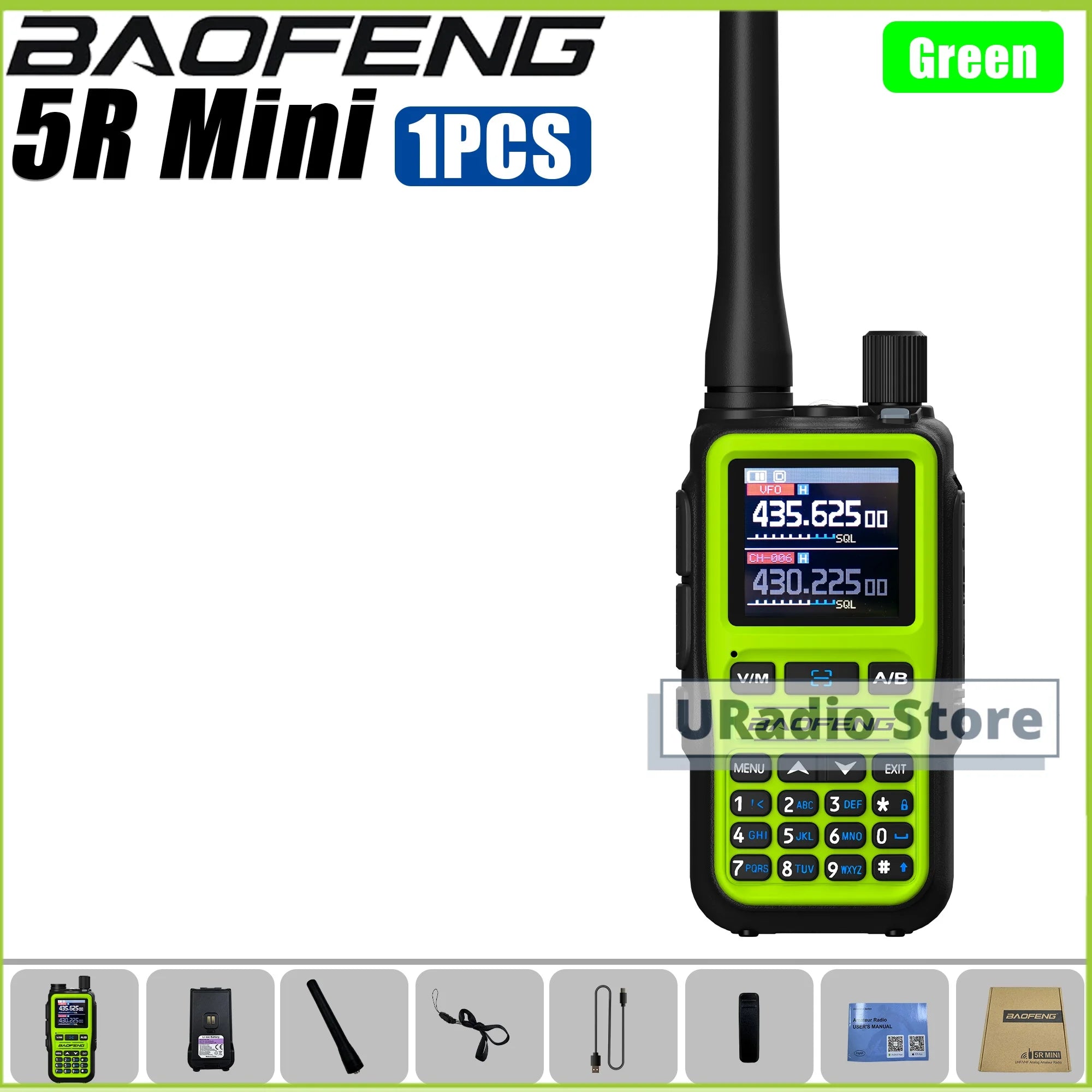 Baofeng UV-5R Mini Dual Band Walkie Talkie (USB-C, 999 Channels)