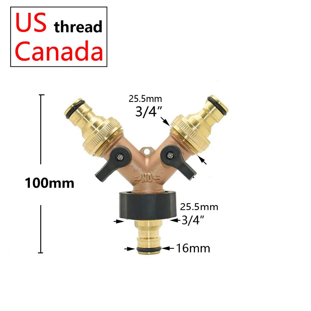 🚿 Solid Brass Garden Hose Splitter – 2-Way / 4-Way Water Control Valve