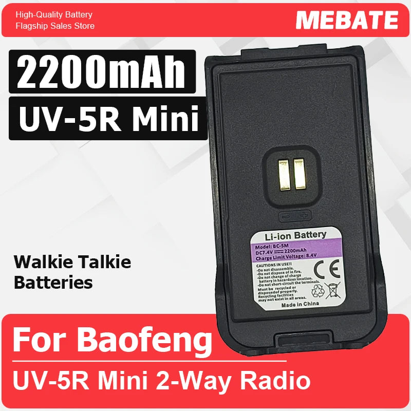 🔋 UV-5R Mini 2200mAh Battery – Type-C Rechargeable (7.4V Li-ion)