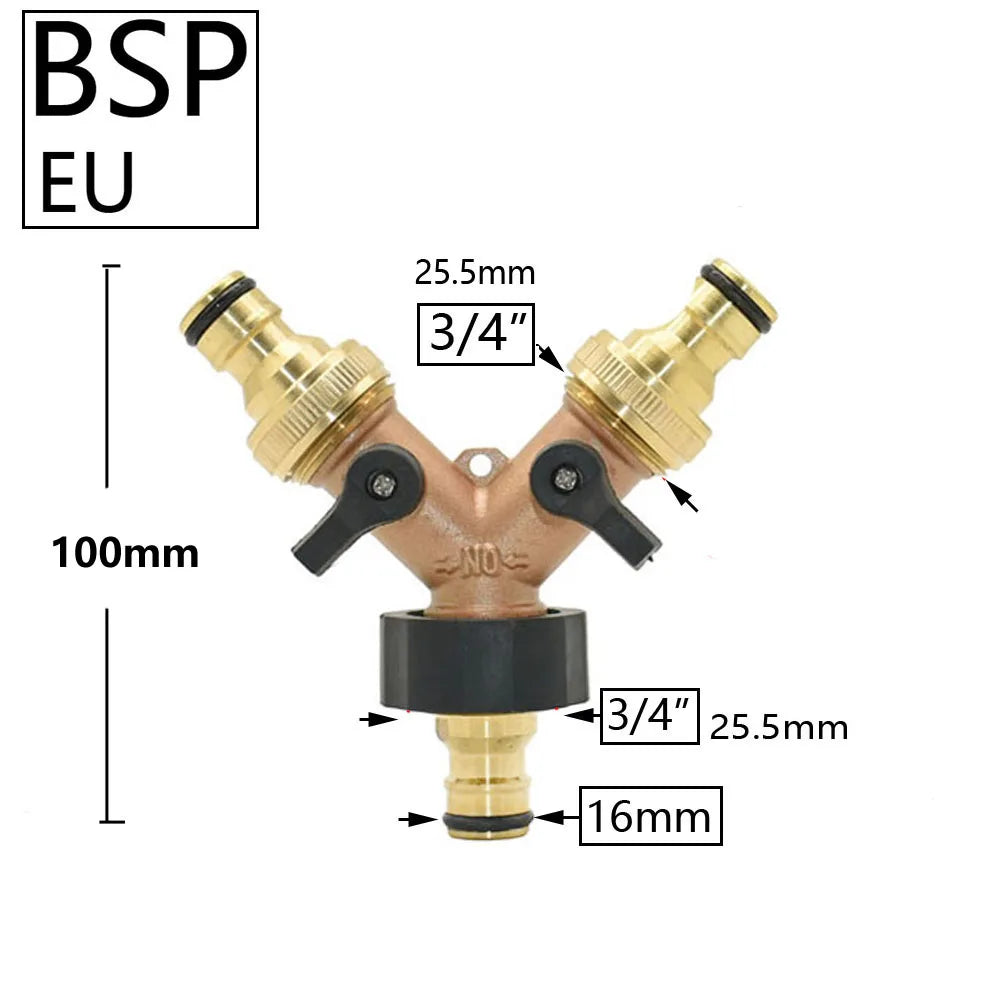 🚿 Solid Brass Garden Hose Splitter – 2-Way / 4-Way Water Control Valve
