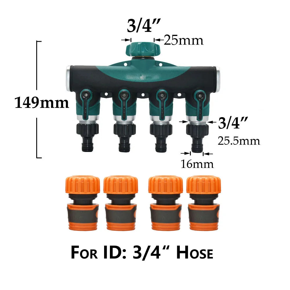 🚿 Solid Brass Garden Hose Splitter – 2-Way / 4-Way Water Control Valve