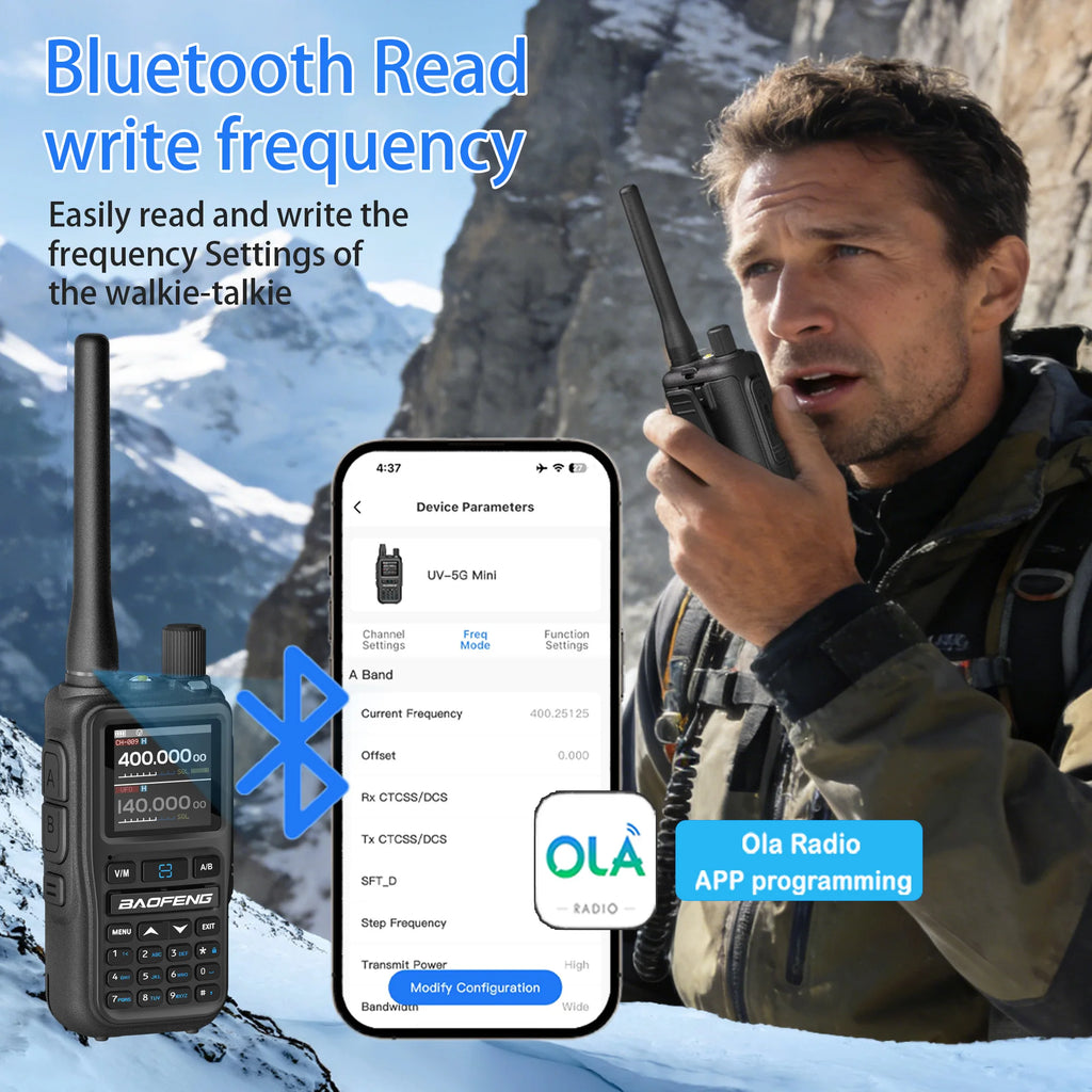 📡 Baofeng UV-5R Mini Dual Band Walkie Talkie (5W, Bluetooth APP, Type-C, 2-Pack)