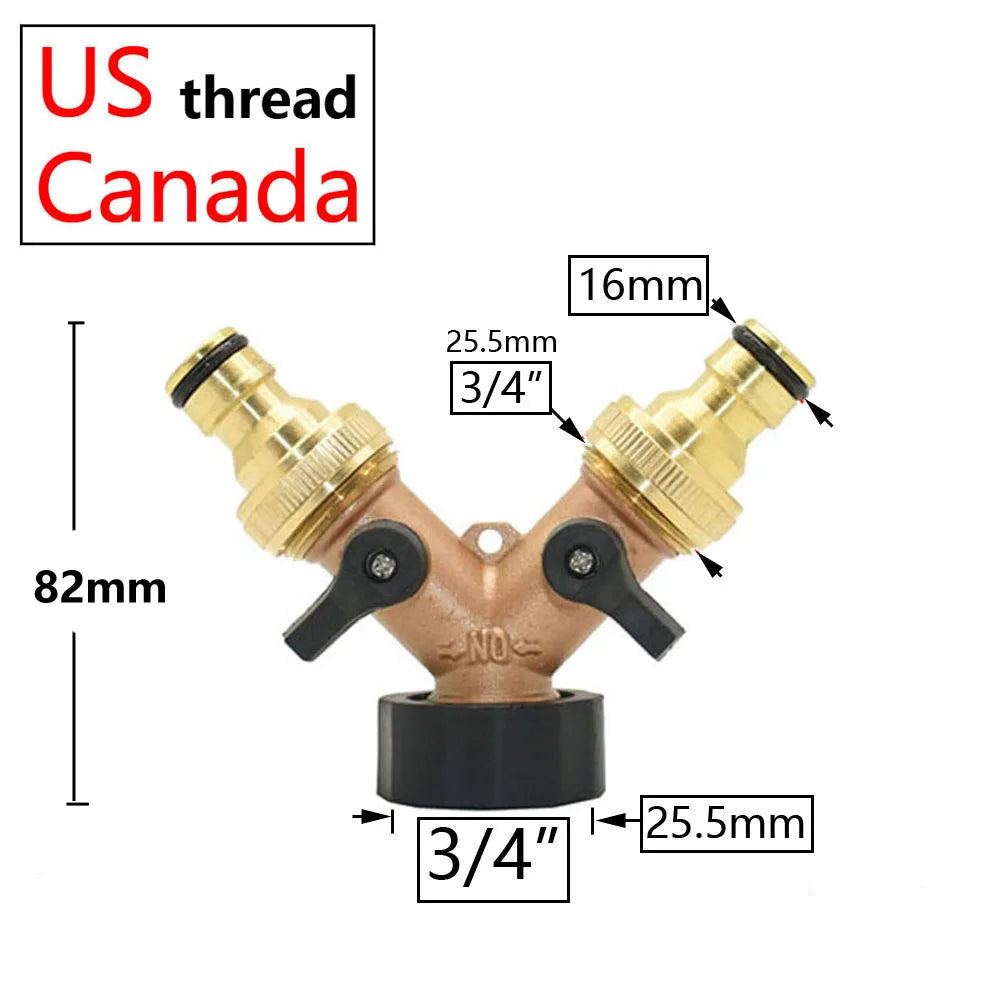 🚿 Solid Brass Garden Hose Splitter – 2-Way / 4-Way Water Control Valve