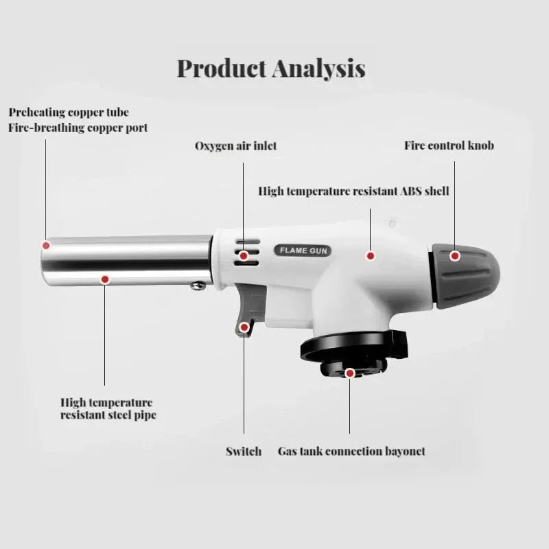 🔥 Butane Gas Torch with Auto Ignition – Adjustable Flame for Cooking, BBQ & Camping