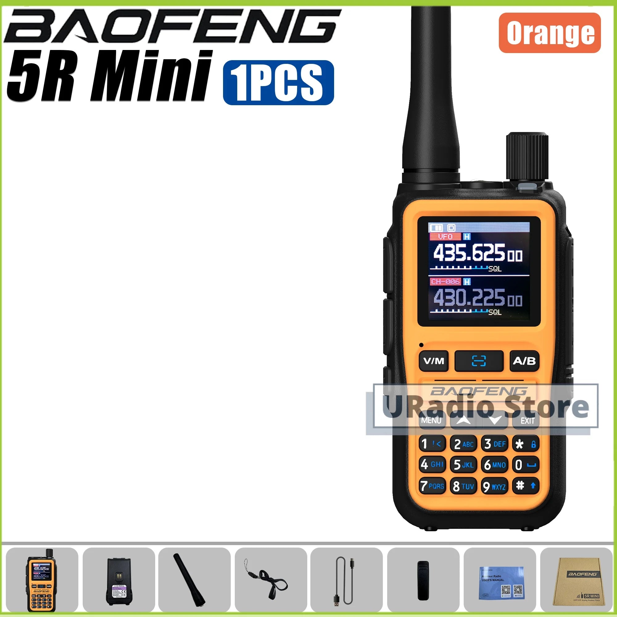 Baofeng UV-5R Mini Dual Band Walkie Talkie (USB-C, 999 Channels)