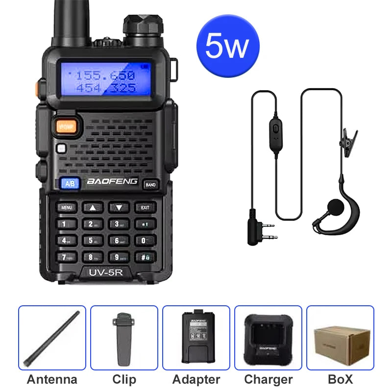 Baofeng UV-5R 5W Dual Band Handheld Walkie Talkie (Air Band Support)