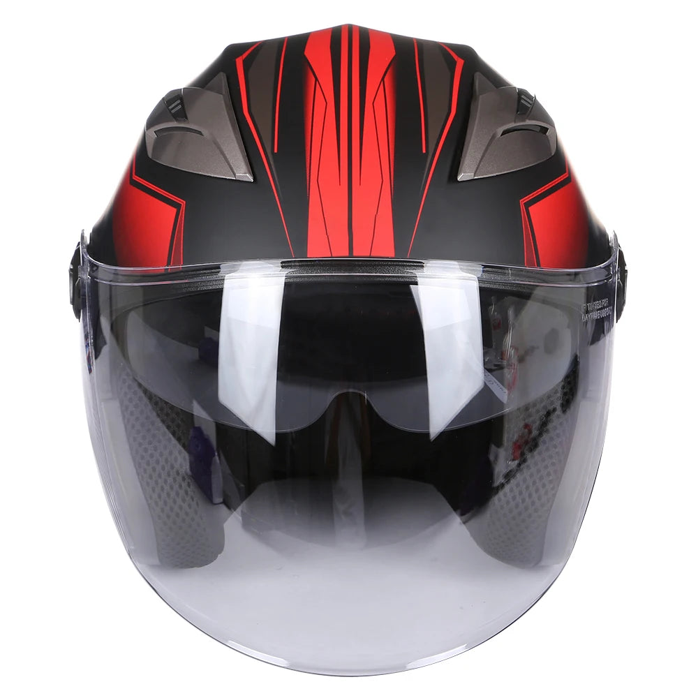 🪖 Motorcycle Half Face Helmet – Dual Lens Open Face (DOT Certified, All-Season)