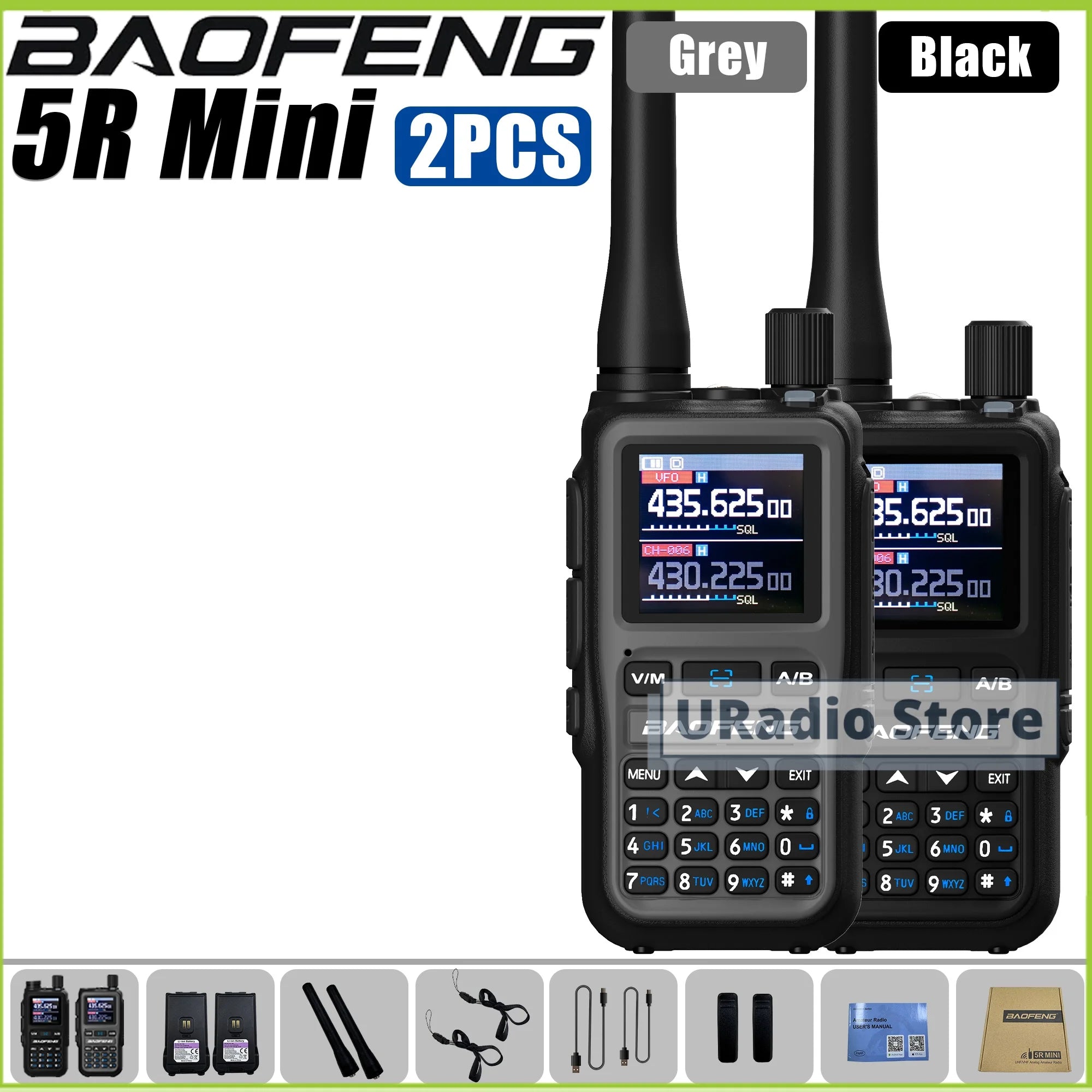 Baofeng UV-5R Mini Dual Band Walkie Talkie (USB-C, 999 Channels)