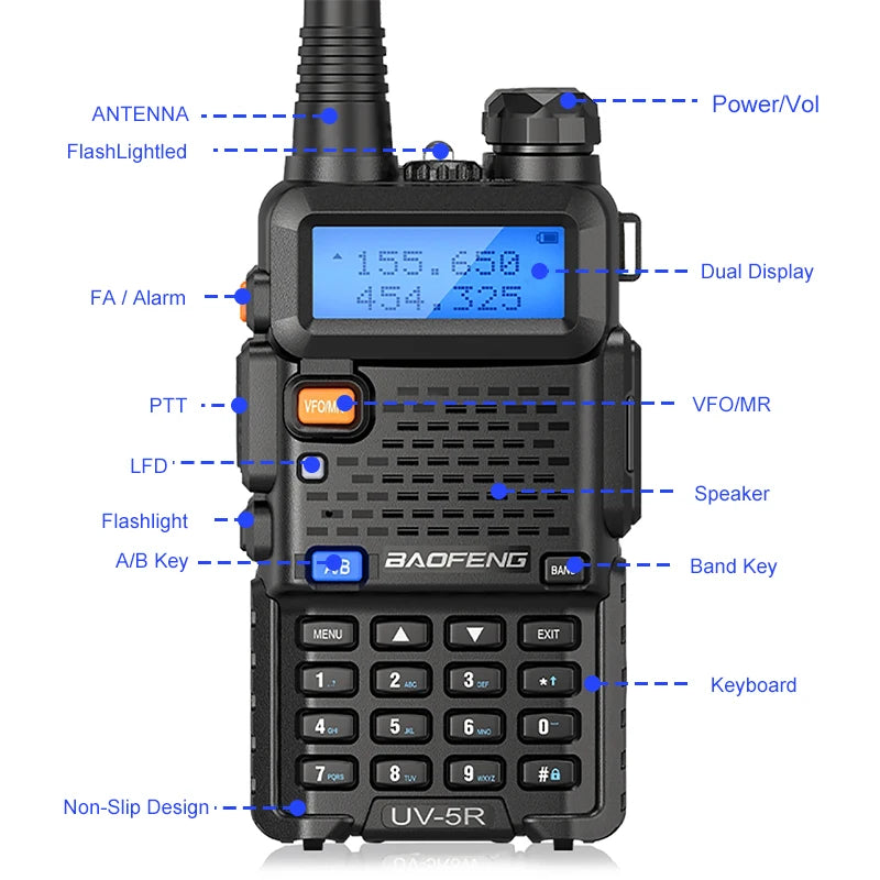 Baofeng UV-5R 5W Dual Band Handheld Walkie Talkie (Air Band Support)
