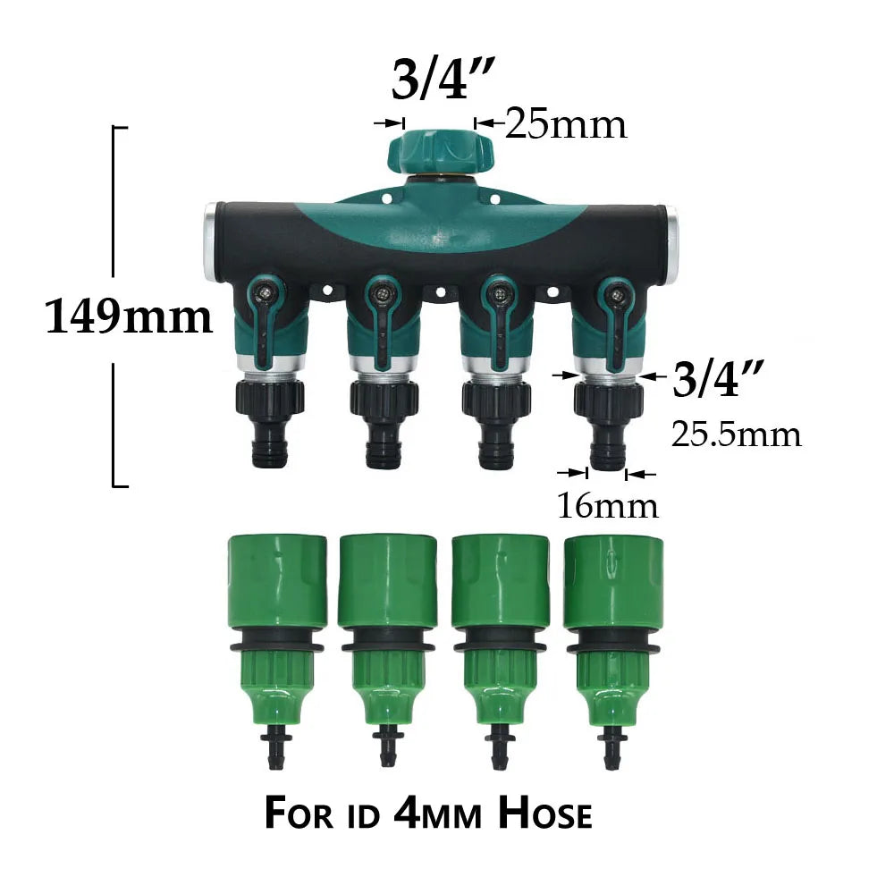 🚿 Solid Brass Garden Hose Splitter – 2-Way / 4-Way Water Control Valve