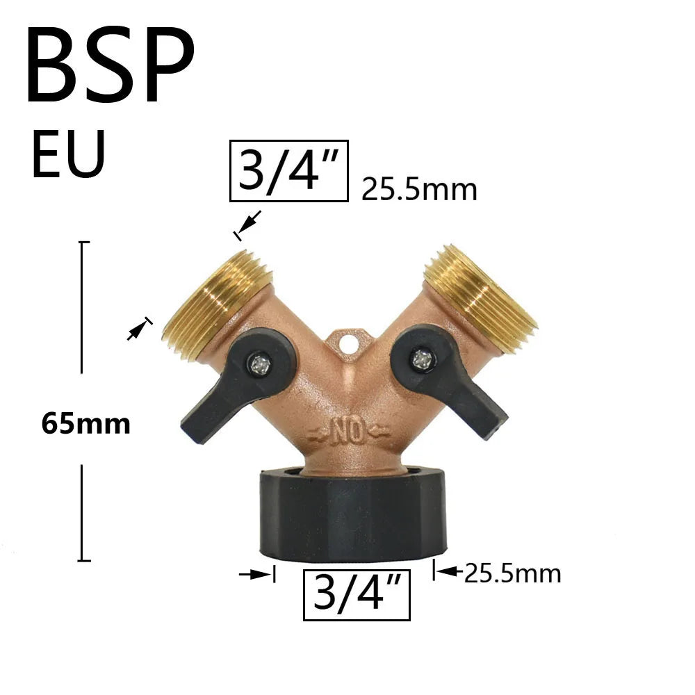 🚿 Solid Brass Garden Hose Splitter – 2-Way / 4-Way Water Control Valve