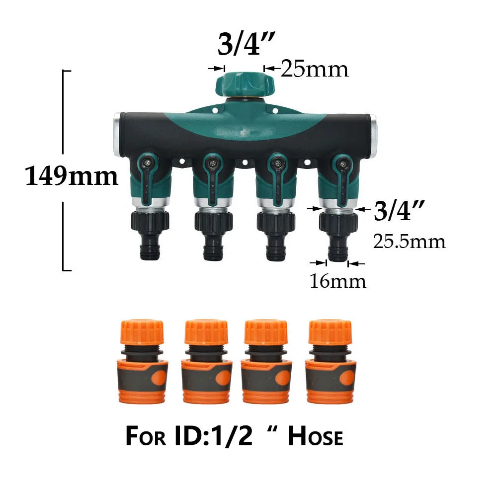 🚿 Solid Brass Garden Hose Splitter – 2-Way / 4-Way Water Control Valve