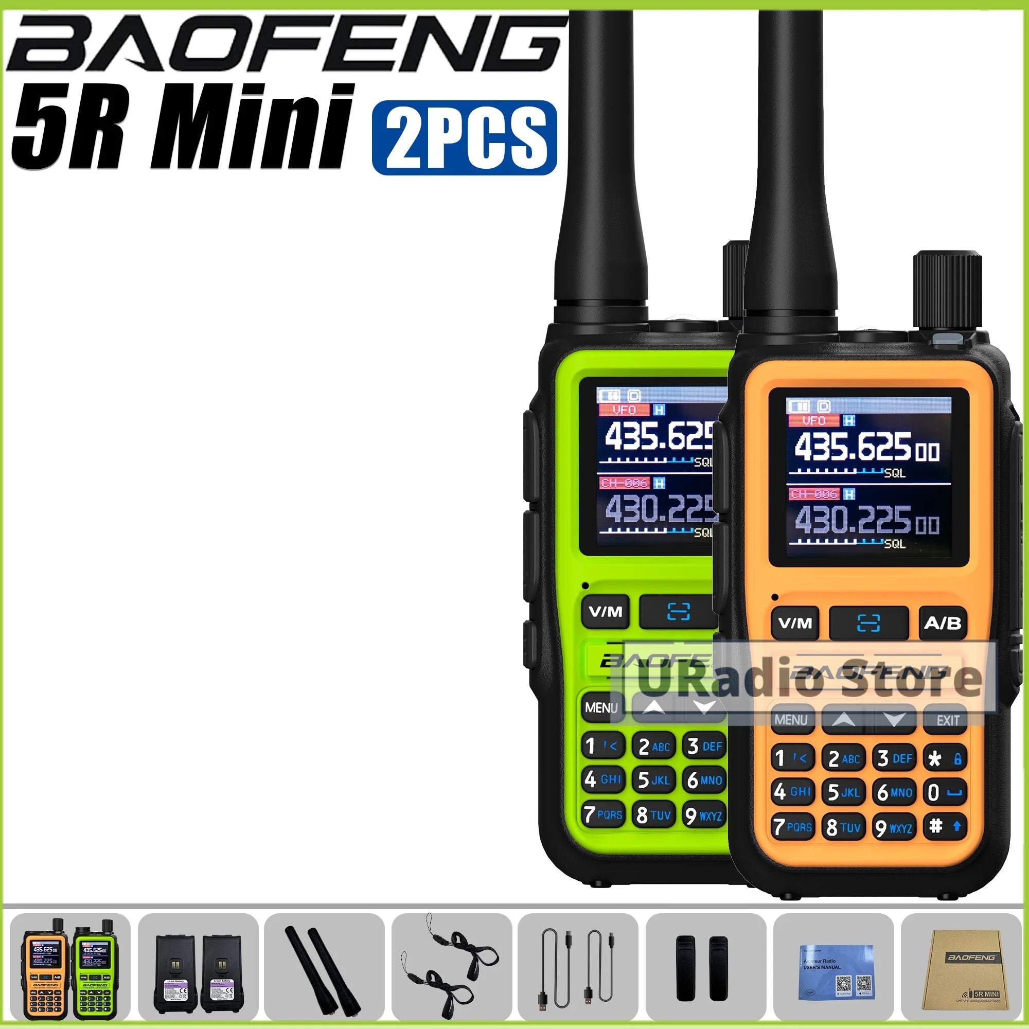 Baofeng UV-5R Mini Dual Band Walkie Talkie (USB-C, 999 Channels)