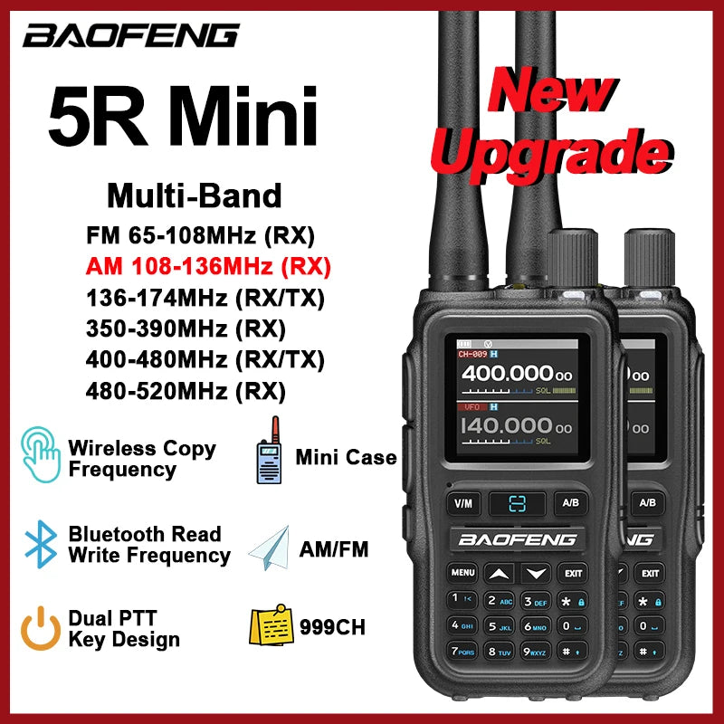 📡 Baofeng UV-5R Mini Dual Band Walkie Talkie (Bluetooth APP, Type-C)