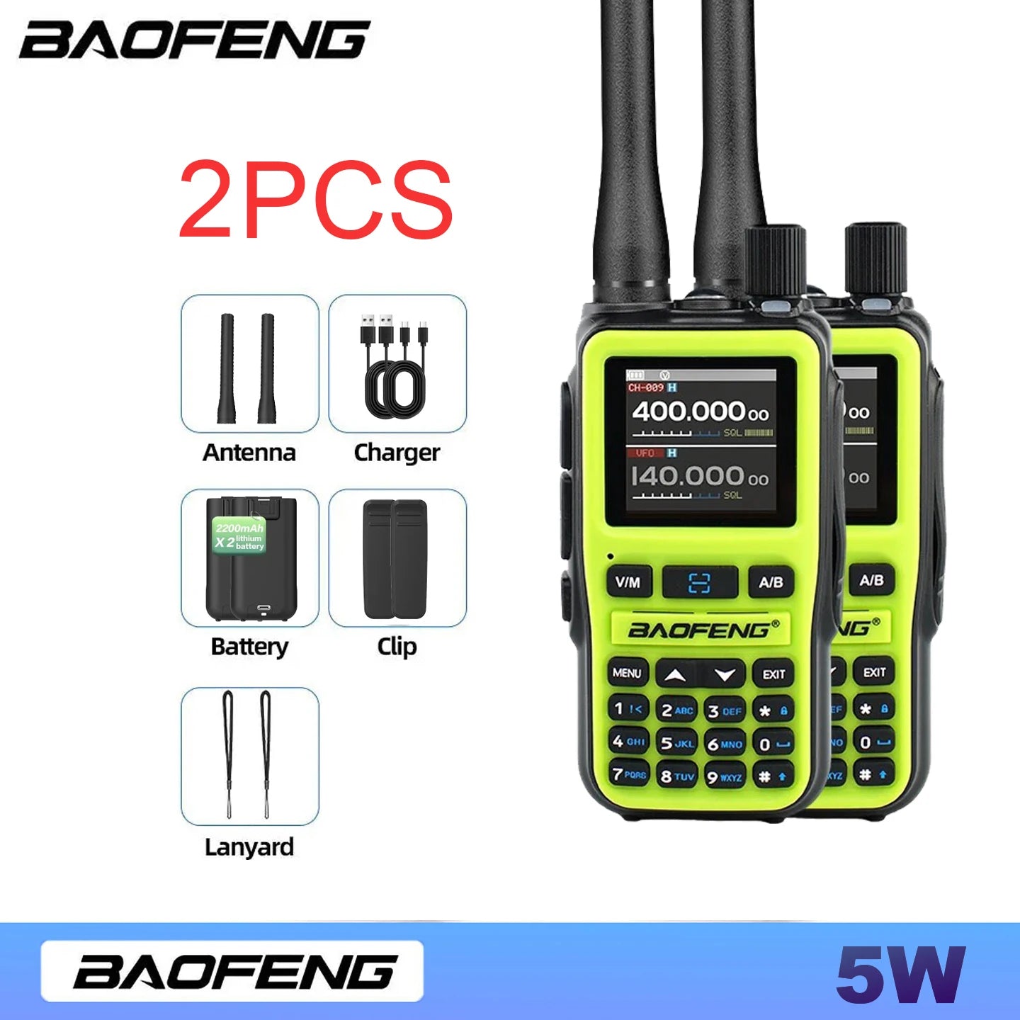 📡 Baofeng UV-5R Mini Bluetooth Dual Band Walkie Talkie (Type-C, 2200mAh)