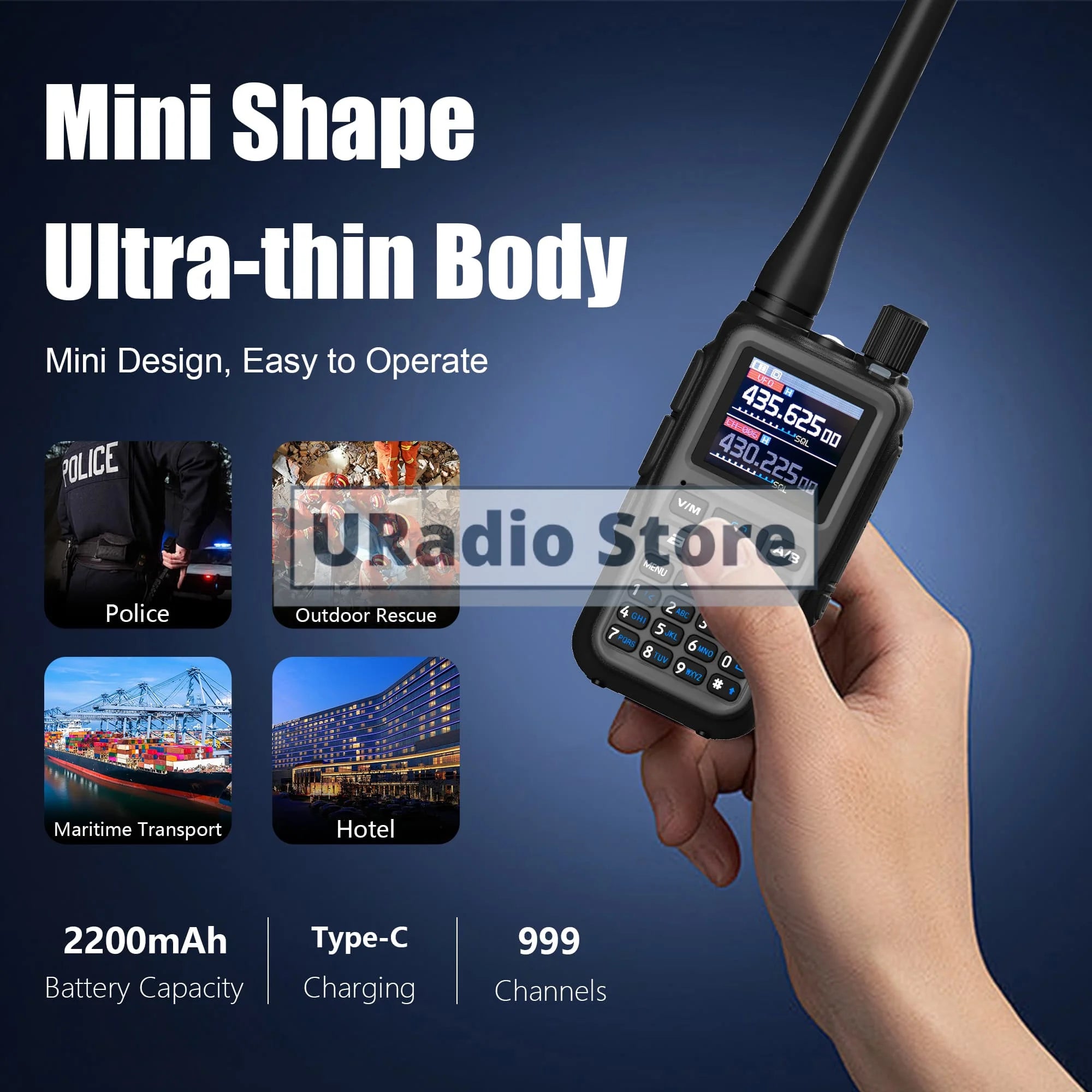 Baofeng UV-5R Mini Dual Band Walkie Talkie (USB-C, 999 Channels)