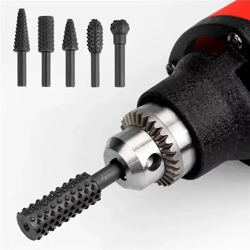 Drill Bit Set for Wood Carving, Drill Bit Grinder, Round Shank, Rotary Milling Cutter, 5Pcs, 1/4"