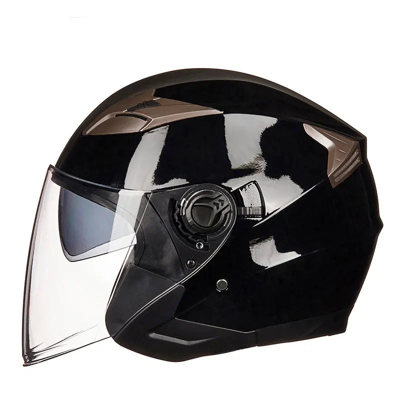 🪖 Motorcycle Half Face Helmet – Dual Lens Open Face (DOT Certified, All-Season)