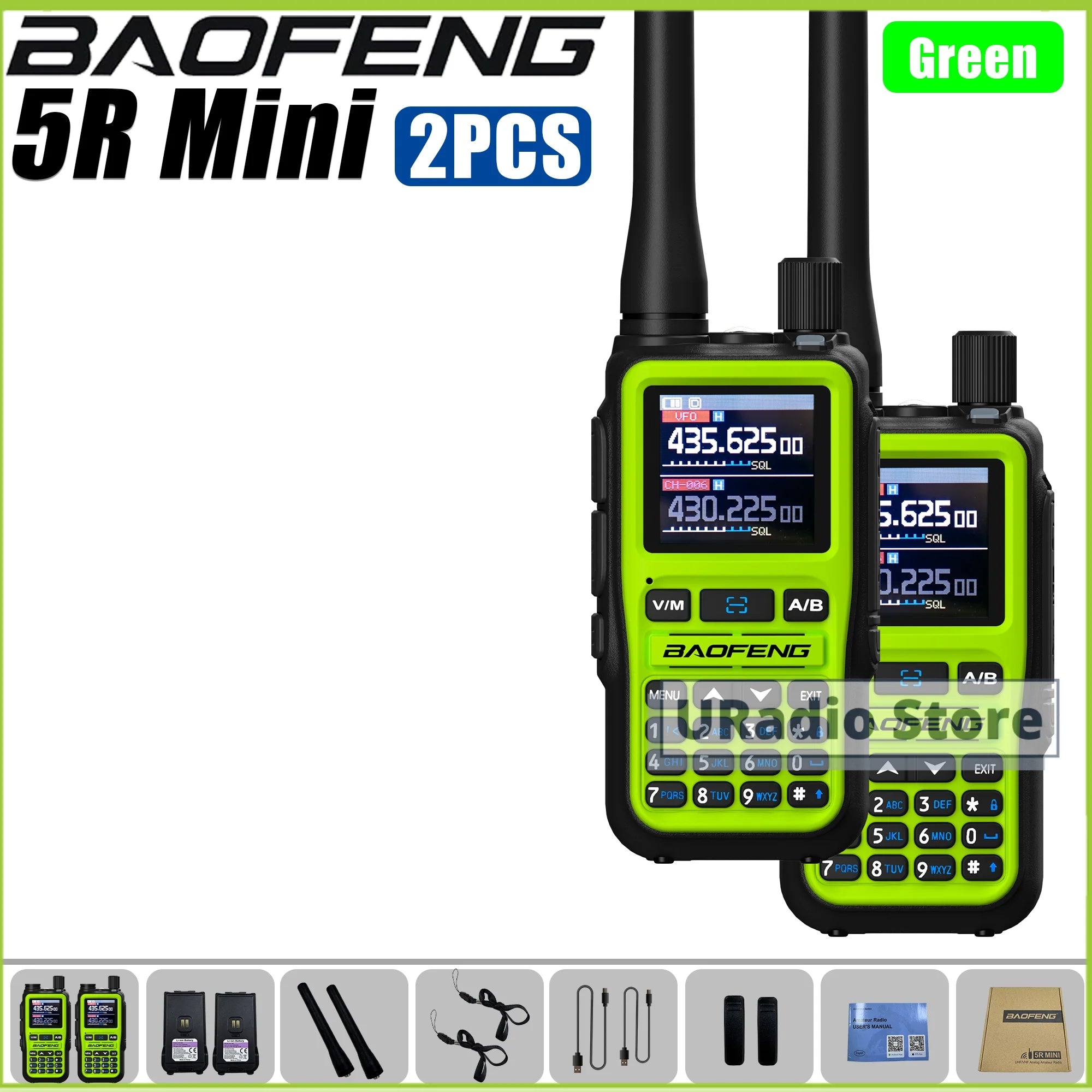 Baofeng UV-5R Mini Dual Band Walkie Talkie (USB-C, 999 Channels)