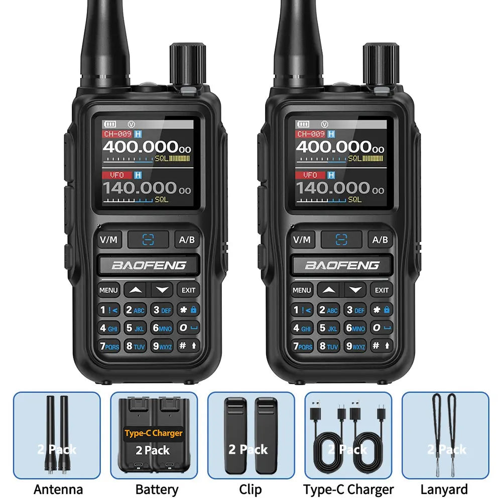 2-Pack Baofeng UV-5R Mini Dual Band Walkie Talkies (Bluetooth, Type-C, 999CH)