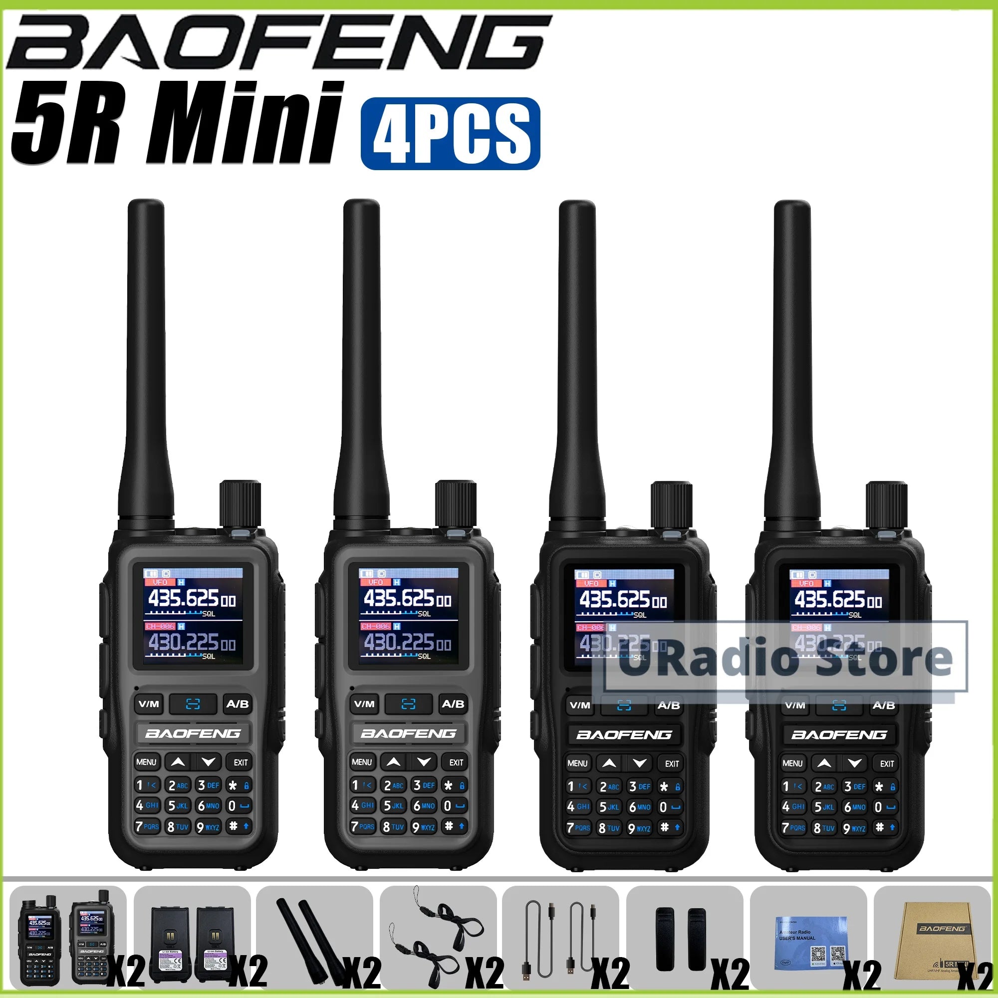 Baofeng UV-5R Mini Dual Band Walkie Talkie (USB-C, 999 Channels)