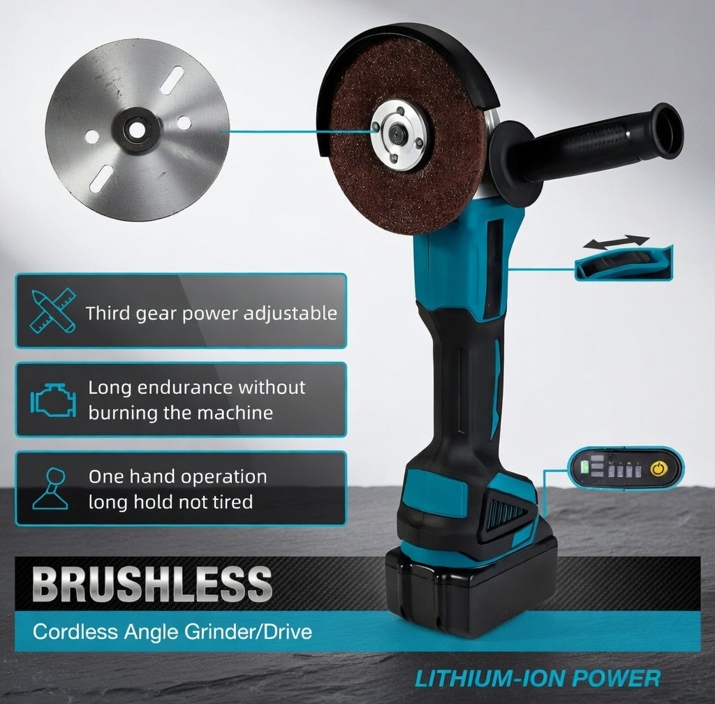 Makita 18V Brushless Electric Angle Grinder – High Power 125mm Cutting & Polishing - Tool only