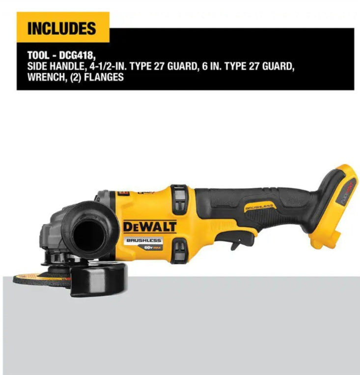 FLEXVOLT 60V MAX Cordless Brushless 4.5 in. to 6 in. Small Angle Grinder with Kickback Brake (Tool Only)