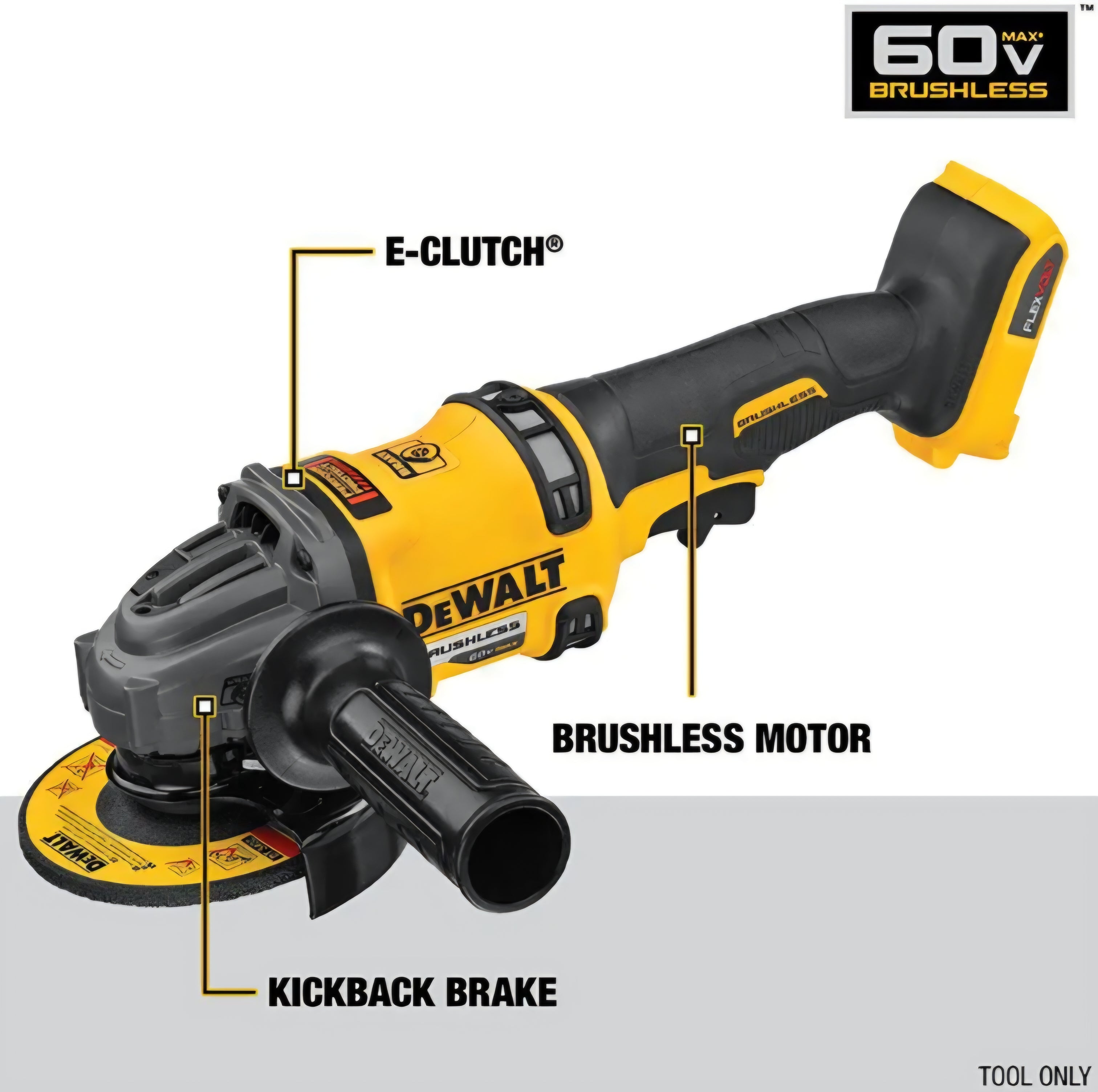 FLEXVOLT 60V MAX Cordless Brushless 4.5 in. to 6 in. Small Angle Grinder with Kickback Brake (Tool Only)