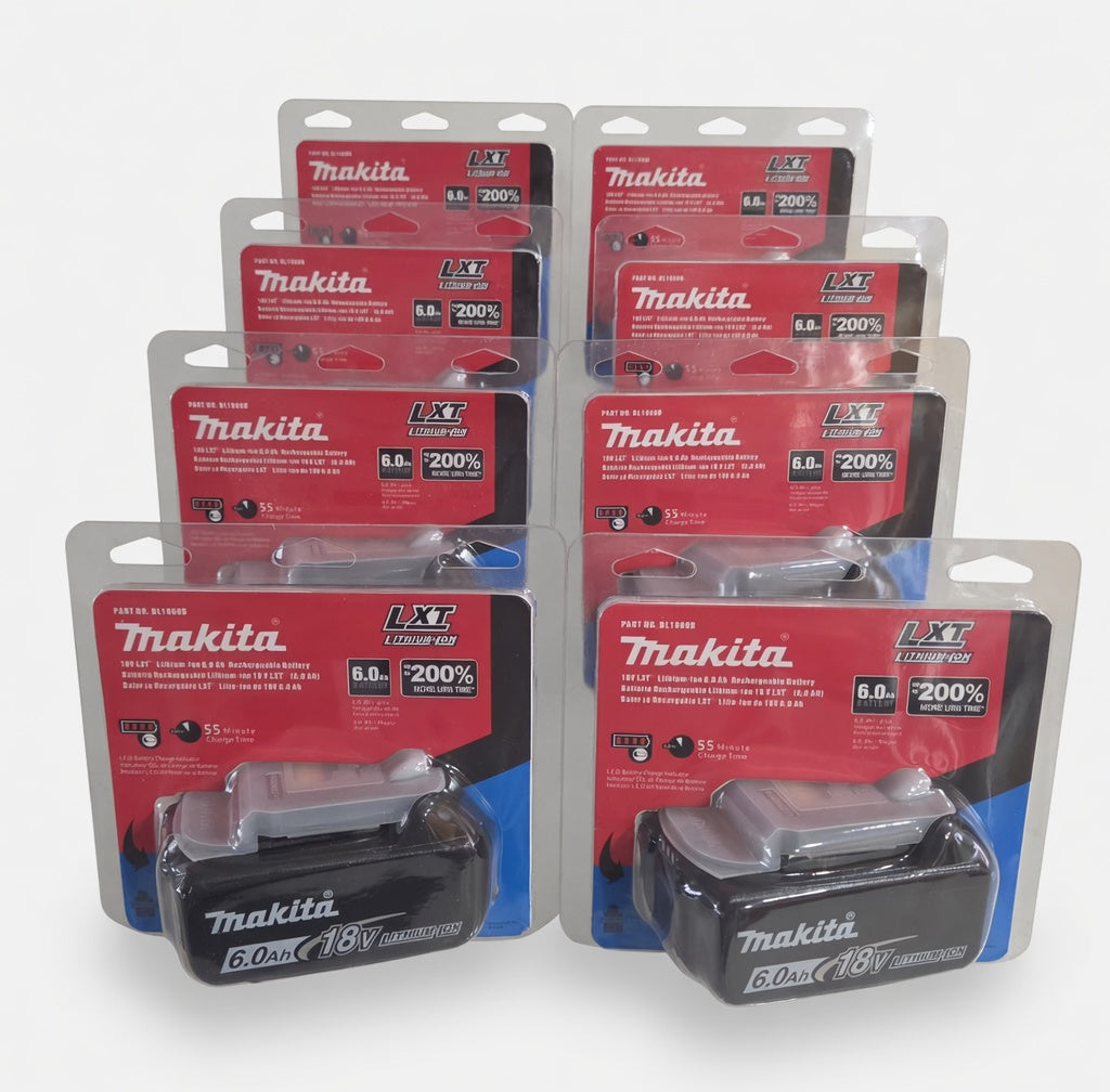 (8 packs) Makita LXT Lithium-Ion 18V 6.0Ah Batteries - High Capacity Professional Power Bundle