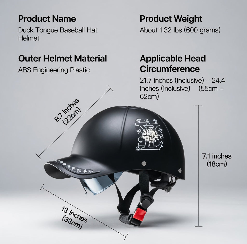 Motorcycle Half Helmet – Baseball Cap Style (Unisex, ECE/DOT Certified)