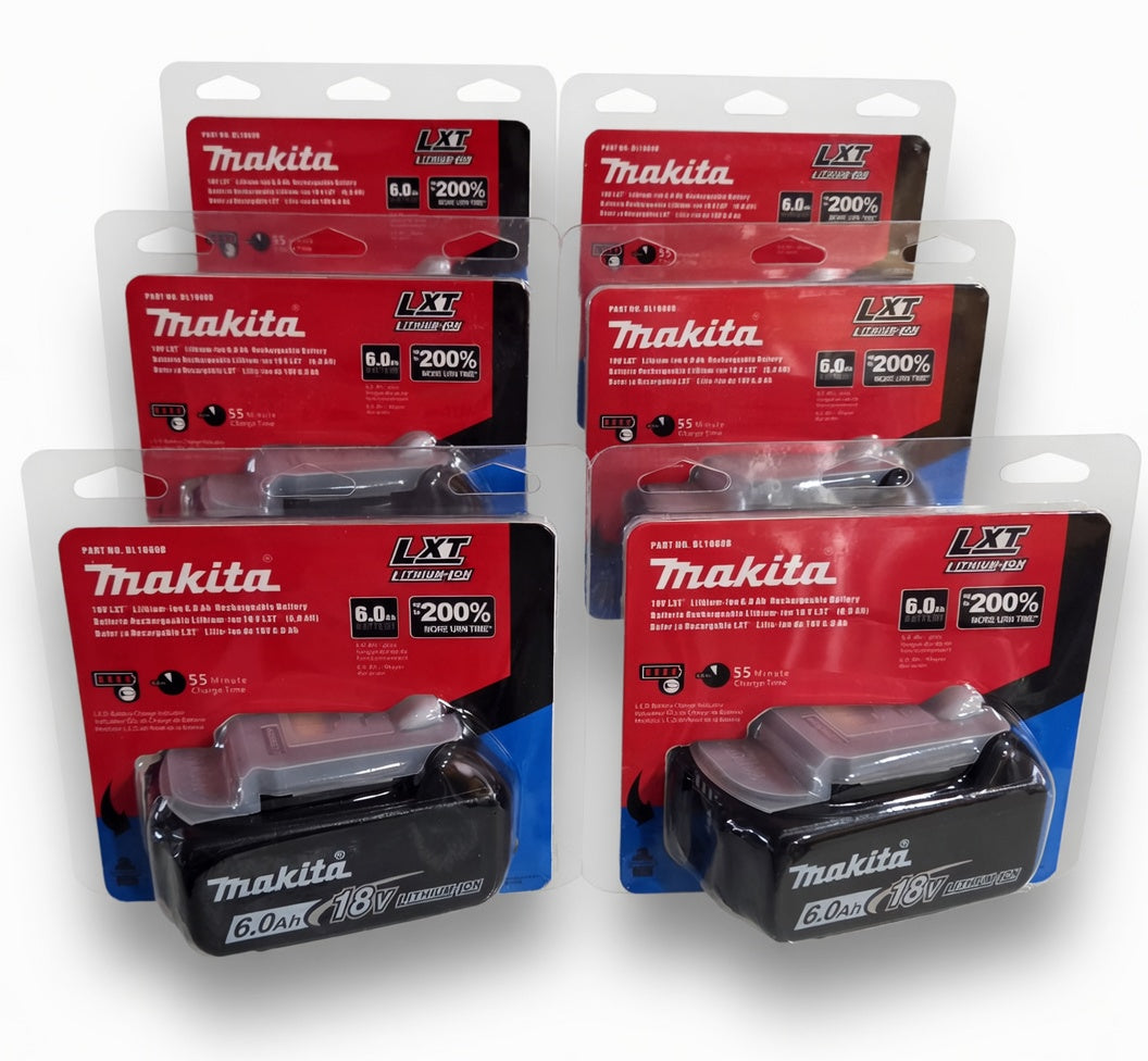 (6 packs) Makita LXT Lithium-Ion 18V 6.0Ah Batteries - High Capacity Professional Power Bundle